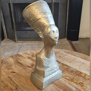 Vintage Queen Nefertiti Brass Egyptian Bust Statue